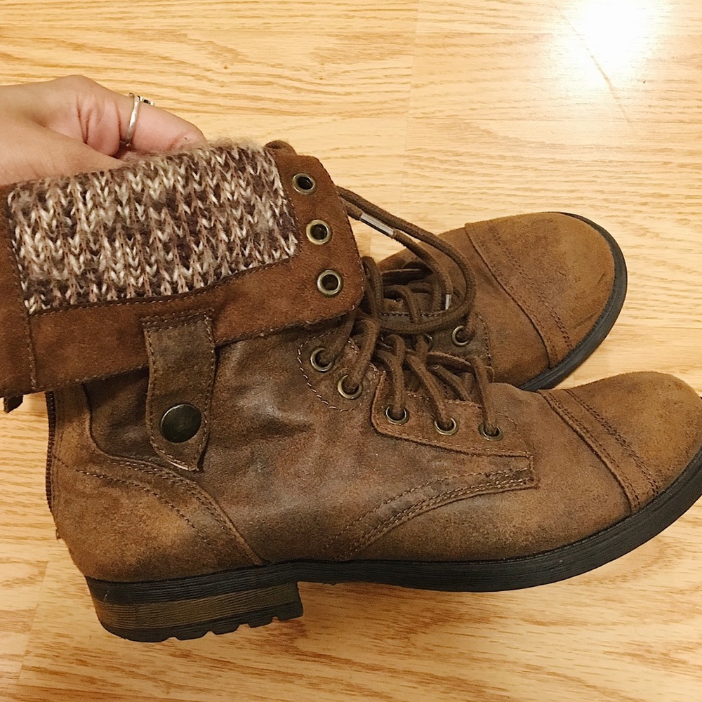 Brown combat boots